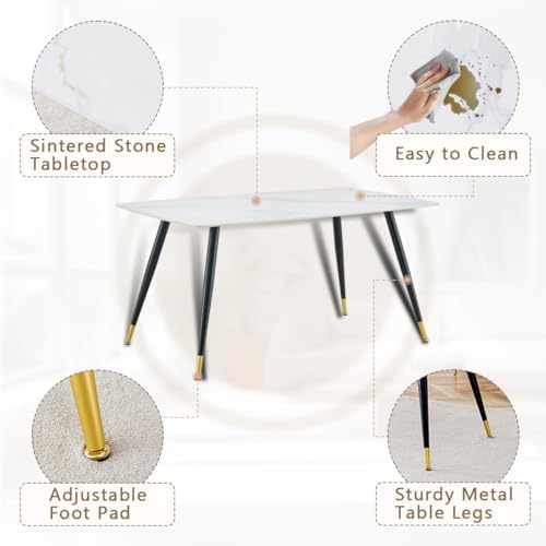 Table and Chairs Set of 4, Dining Room Table Set for 4, Sintered Stone Kitche...