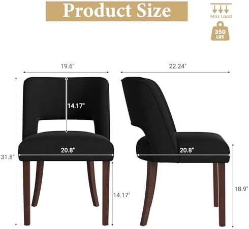 Dining Chairs Set of 6,Modern Dining Room Chairs with Thick Cushions,Linen Up...
