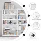 Bookshelf, 5 Wooden Book Shelf Bookcase with Freestanding Display Storage, Open Modern Bookshelf for Bedroom, Living Room, Dinning Room, Office, 60Inch, White