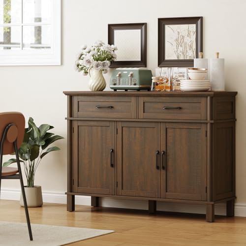 ONBRILL 48 Inch Buffet Cabinet with Storage, Brown