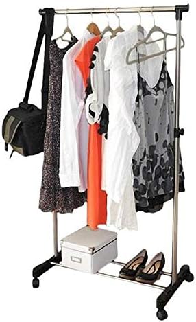 Single-bar Horizontal-stretching Stand Clothes Rack (Black & Silver)