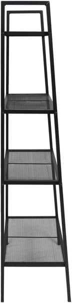 Metal Ladder Shelf 4 Tier Bookcase, Compact Shelving Unit for Bathroom Living Room Office, Durable Metal Display Rack with Mesh Shelves