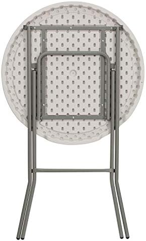 Flash Furniture 2.63 ft Plastic Round Folding Bar Table, Granite White