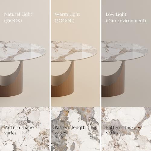 POVISON Round Pandora Dining Table for 4, 47" Sintered Stone Tabletop Di...