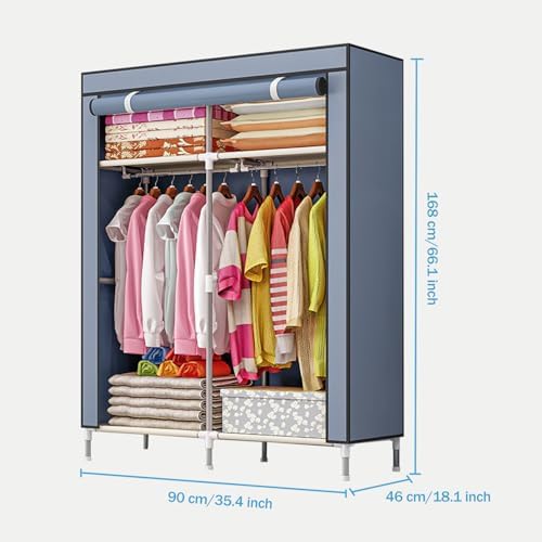 Portable Canvas Wardrobes for Bedroom,Canvas Wardrobe,Foldable Clothes Storag...