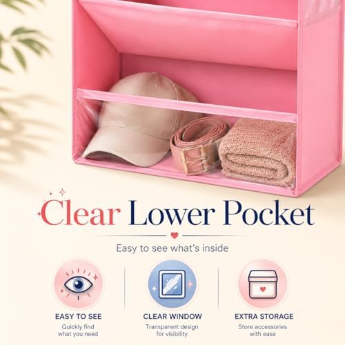 8 Tier Hanging Shoe Organizer for Closet, Over the Door Shoe Organizer with Deep 120D Extra Thick Pockets, Shoe Rack for Closet & Entryway, with 6 Side Pockets for Boots (Transparent)
