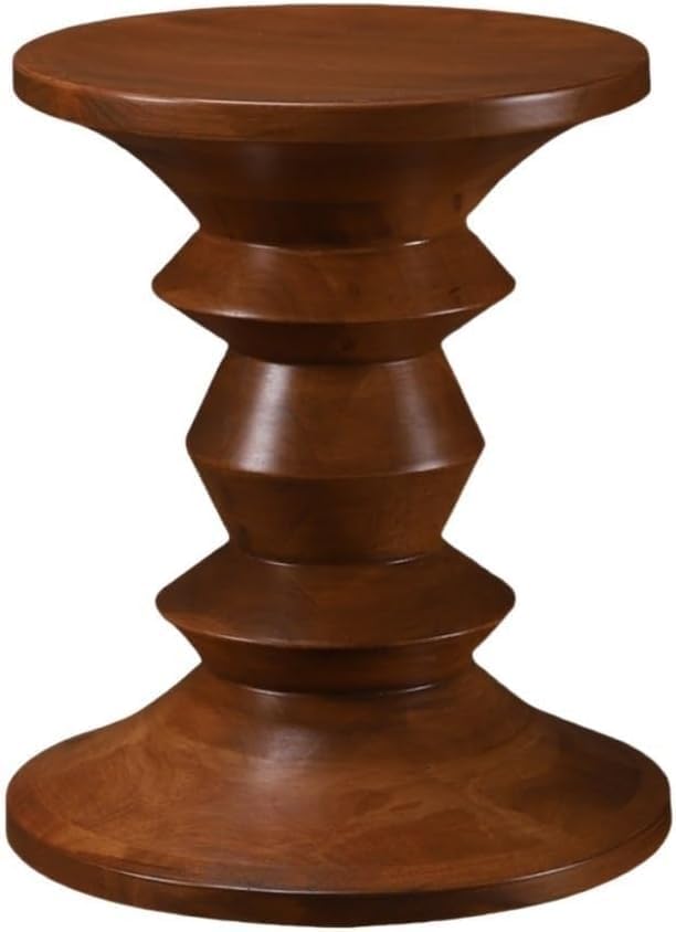 Round Geometric Side Table, Retro Wooden Coffee Table, Small End Table for Li...