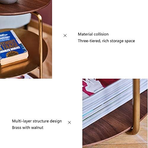 Telephone Table, End Table,Black Walnut Stainless Steel Titanium-Plated Side ...