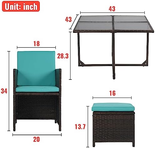Patio Table and Chairs Set Outdoor Patio Furniture Set Patio Dining Sets 9 Pi...