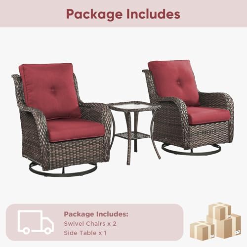Belord Patio Wicker Chairs Swivel Rocker,Outdoor Patio Furniture Set with Rat...
