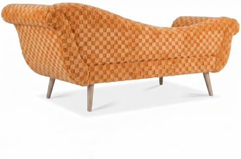 ERYE Upholstered Left Facing Chaise Lounge Chair W/Scroll Arms and Wood Legs,...