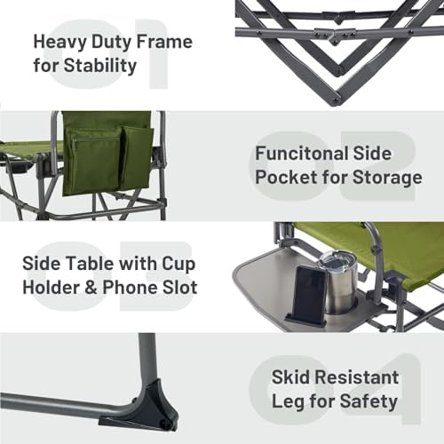 TIMBER RIDGE 400lbs Heavy Duty Camping Chair Portable Directors Chair