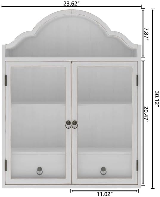 LKTART Arched Solid Wood Hanging Cabinet,Wall Mounted Storage Cupboard
