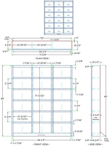 BOWERY HILL Traditional 84" Tall 18-Bookshelf Triple Wide Wood Bookcase ...