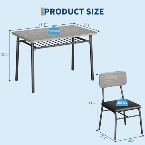IDEALHOUSE Dining Table Set for 4 with Storage Rack, 5-Piece Kitchen Table an...