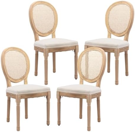 French Country Dining Chairs Set of 4,Farmhouse Upholstered Dining Room Chair...
