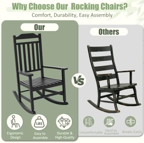Outdoor Rocking Chairs Set of 2, Weather-Resistant Rocking Chair Ergonomic | ...