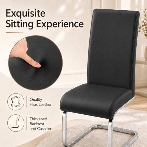 Yaheetech Dining Chairs Set of 6 High Back Modern Kitchen Chairs Black