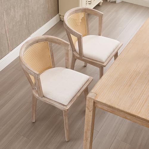 Kmax Modern Rattan Dining Chair Set of 6 Farmhouse Semi Barrel Dining Room Ch...