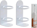 Mighty Eco-Friendly Wall Toothbrush Holder for Bathroom - No Drilling, 2Pack (White)