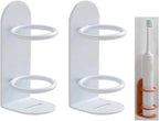 Mighty Eco-Friendly Wall Toothbrush Holder for Bathroom - No Drilling, 2Pack (White)