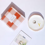 Ceramic Jewelry Tray Initial Ring Dish Personalized K-Monogrammed Engagement Wedding Gifts, for Birthday Mother's Day Christmas for Women, Ceramic White 4.75" (Y)