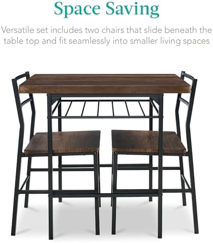 Best Choice Products 3-Piece Modern Dining Set, Space Saving Dinette for Kitc...