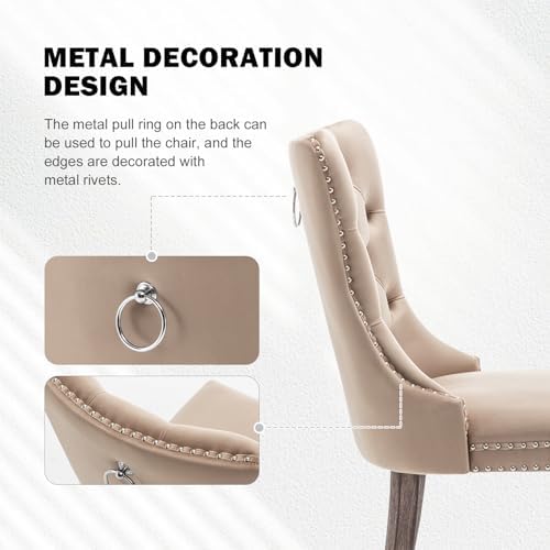Hixkol Velvet Dining Chairs Set of 4,Upholstered Dining Chairs with Ring Pull...