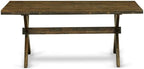 East West Furniture X777MZ748-6 6 Piece Modern Dining Table Set Contains a Rectangle Wooden Table with X-Legs and 4 Coffee Linen Fabric Parson Chairs with a Bench, 40x72 Inch, Multi-Color