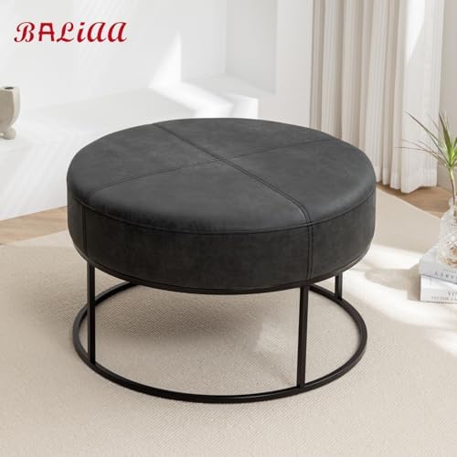Modern Round Coffee Table, Farmhouse Ottoman for Living Room, Large Vintage F...