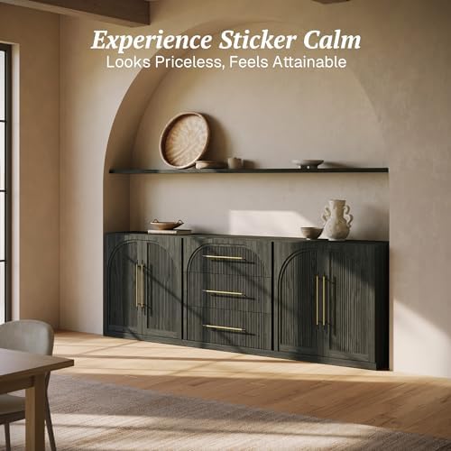 BELLEZE Jagger 3-Piece Modular Sideboard Buffet Cabinet - Ebony