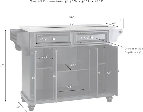 Crosley Furniture Cambridge Stainless Steel Top Rolling Kitchen Island Storage Cart, Spice Rack, Cherry