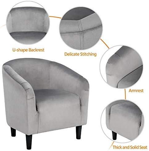 Yaheetech Compact Velvet Accent Chairs Set of 2 for Small Spaces, Gray