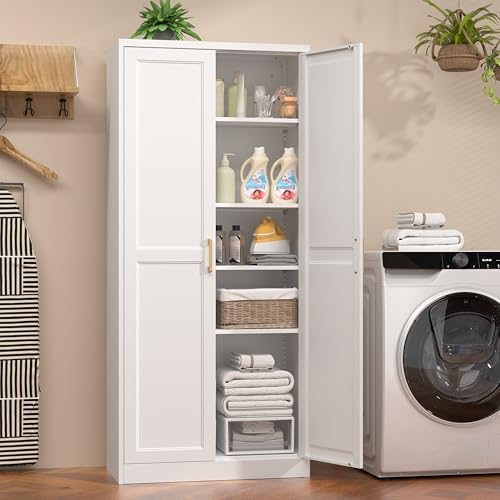 71" Tall Metal Kitchen Pantry Cabinet, Storage Cabinet with Doors | Kitc...