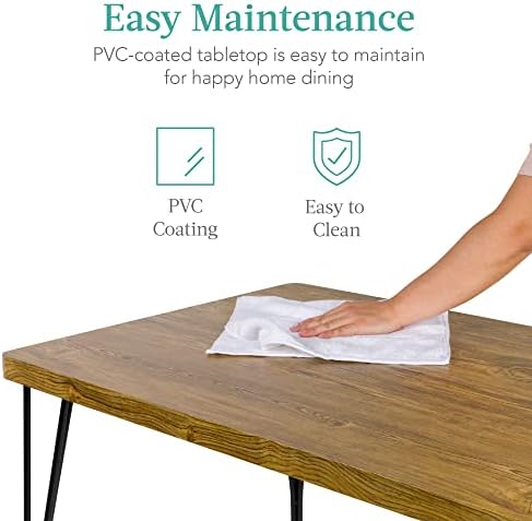 Best Choice Products 5-Piece Metal and Wood Indoor Modern Rectangular Dining ...