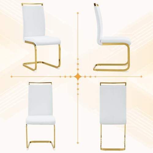 AZmac Modern Dining Table Set for 8 with Gold Metal Frame, 9-Piece Glass Dini...