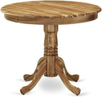 East West Furniture ANGA5-ANA-03 5 Piece Dining Table Set for 4 Includes a Round Kitchen Table with Pedestal and 4 Brown Linen Fabric Upholstered Parson Chairs, 36x36 Inch, Natural
