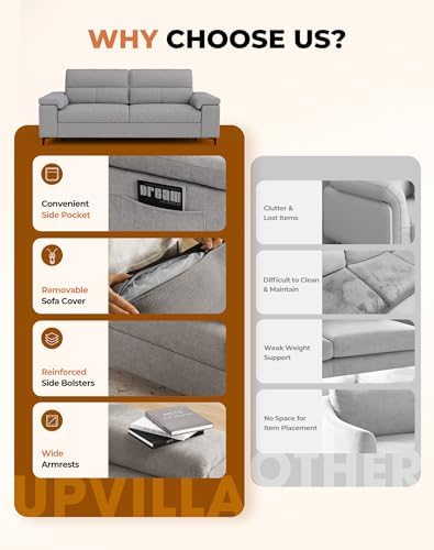 Upvilla 88.97" Modern Sofa Couches for Living Room(Light Gray)