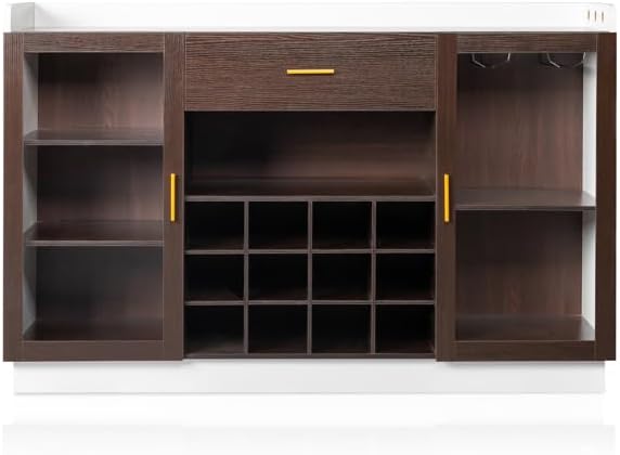 Farmhouse Wines Bar Cabinet Kitchen Coffee Bar Cabinet, Wine Bottle Rack Cabi...