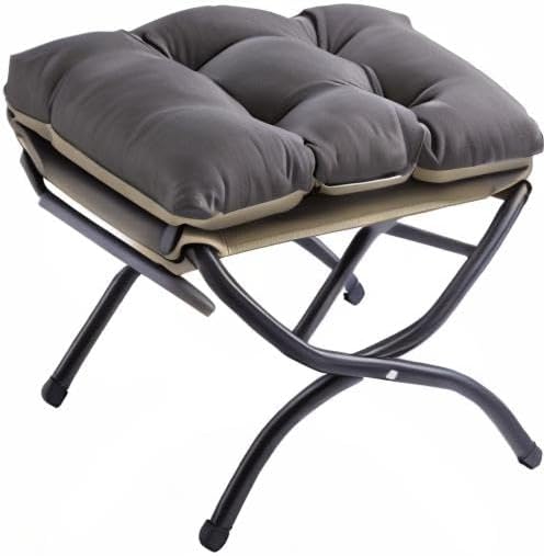 15" Upholstered Folding Foot Rest Stool with Foldable Metal Frame Dark Grey