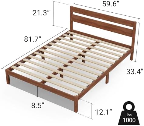 LIFEMENT Queen Bed Frame with Headboard Classic Wood Platform, Noise Free, Un...
