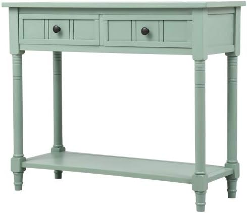 Bellemave Console Table with 2 Drawers & Bottom Shelf, Retro Entryway Tab...