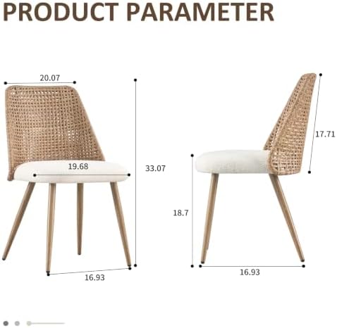 Rattan Dining Chairs Set of 4, Rattan Dining Chairs with Cane PE Rattan Backr...