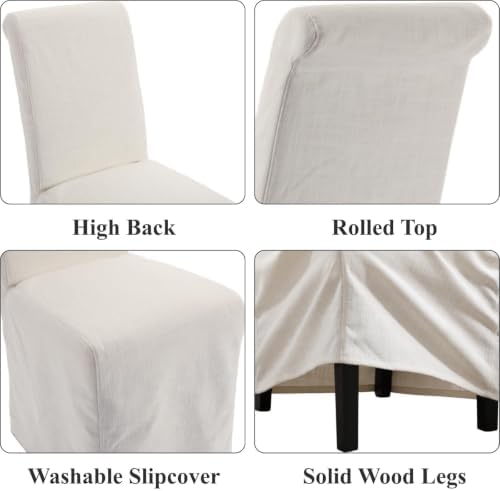 chairus Slipcovered Upholstered Parsons Dining Chairs Set of 4, Cream White