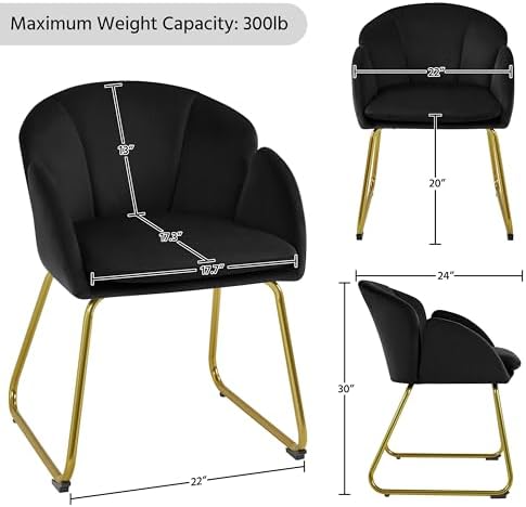 Yaheetech Flower Shape Vanity Chair with Petal Armrests, Black