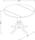 East West Furniture DLSI3-MAH-35 3 Piece Kitchen Table Set Contains a Round Dining Table with Dropleaf and 2 Doeskin Linen Fabric Parson Dining Room Chairs, 42x42 Inch, Mahogany