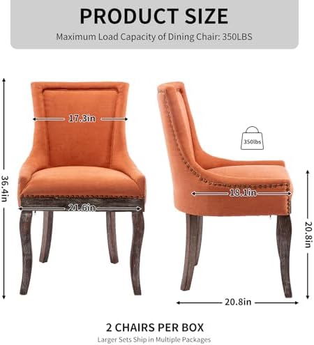 Modern Dining Chairs Set of 4, Fabric Upholstered High Back Chairs with Nailh...