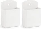2 Pcs Remote Control Holder Wall Mount, TV Controller Holder, Self Adhesive Remote Holder, Wall Pen Holder Storage Accessories for Home Office School (White)