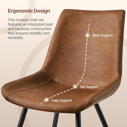 Yaheetech Dining Chairs Set of 2 Mid Century Modern Kitchen Chairs Brown