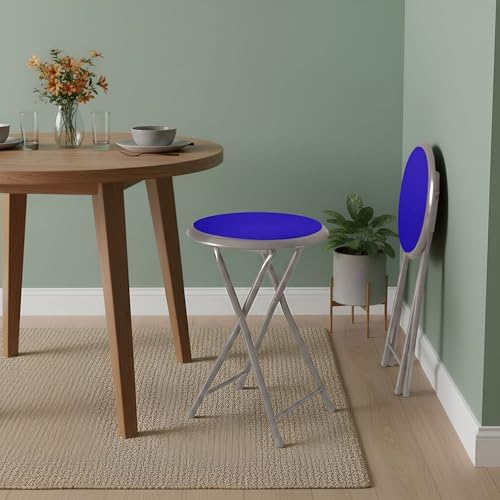 Lavish Home Portable Folding Stool with Backless Seat Set of 2, Blue, 18”